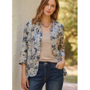 Christopher & Banks Linen/Rayon Blend Jacket Blazer Floral size S Resort Boho